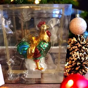 Rooster Glass Ornament 